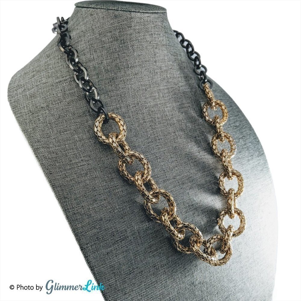 Vintage RJ Graziano Two Tone Links Necklace - Picture 2 of 9